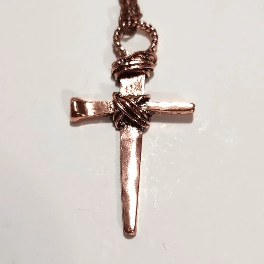 Cross Necklace Medieval Copper Christian Crucifix Christmas Birthday Gift - NEW!